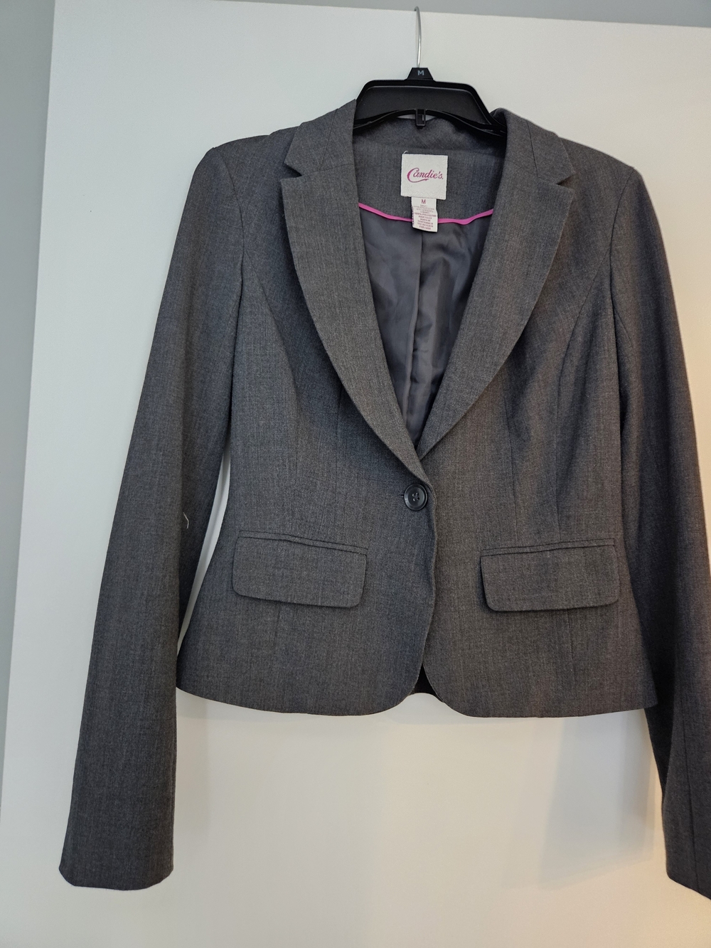 Candie's Charcoal Gray Single-Button Tailored Blazer
